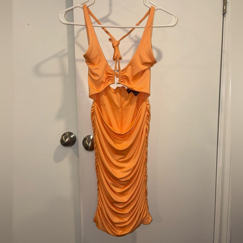 Orange Women's Ruched Back Dress